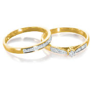 9ct Gold 10Pt Diamond Bridal Set Ring, Q