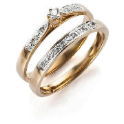 9ct Gold 10Pts Diamond Bridal Set Ring, R