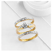 9ct Gold 13pt Diamond Bridal Ring Set O