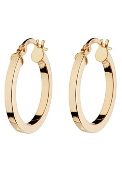 9ct Gold 15mm Square Hoop Earrings