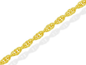 9ct Gold 1mm Wide Laser Rope Chain 20` -