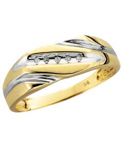 9ct Gold 2 Colour Diamond Set Fancy Rectangular Ring