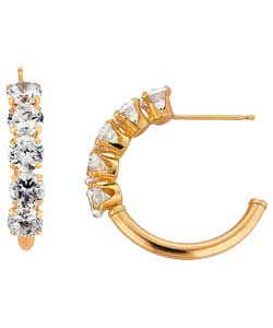 9ct Gold 20mm Cubic Zirconia Posted Hoop Earrings