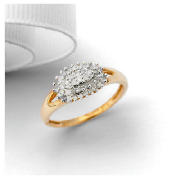 9ct Gold 25 point Diamond Oval Cluster Ring, K