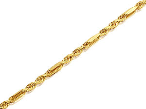 9ct Gold 2mm Wide Rope And Bars Chain 18`