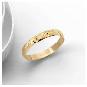 9ct Gold 3mm Diamond Cut Wedding Ring, J