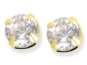 9ct gold 4mm Cubic Zirconia Andralok Earrings
