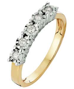 9ct Gold 5 Stone Diamond Half Eternity Ring