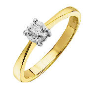 9ct Gold 50 point Diamond Solitaire Ring, J