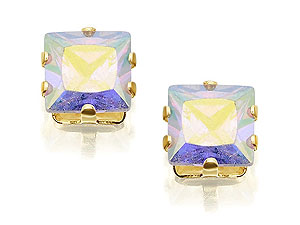 9ct gold 5mm Rainbow Cubic Zirconia Earrings