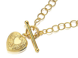 9ct gold Albert Chain with T-Bar and Heart Charm