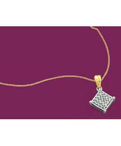 9ct gold Alluring; Diamond Square Pendant