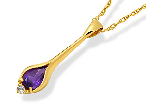 9ct gold Amethyst and Cubic Zirconia Pendant and
