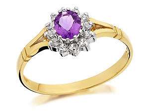 9ct Gold Amethyst And Cubic Zirconia Ring - 186272