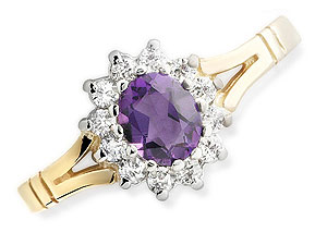 9ct gold Amethyst and Cubic Zirconia Ring 186272-J