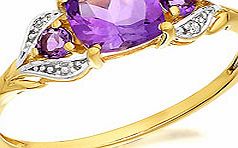 9ct Gold Amethyst And Diamond Ring - 180402