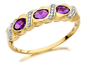 9ct Gold Amethyst And Diamond Ring - 181413