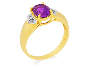 9ct gold Amethyst and Diamond Ring 180498-J