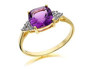 9ct gold Amethyst and Diamond Ring 180909-M