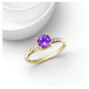 9ct gold amethyst and diamond ring O
