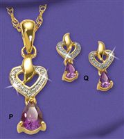 9ct gold Amethyst And Pave Set Diamond Heart Pendant