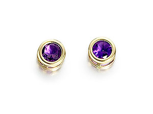 9ct gold Amethyst Birthstone Earrings - February