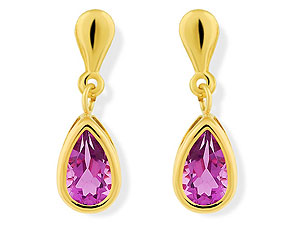9ct Gold Amethyst Drop Earrings - 071462