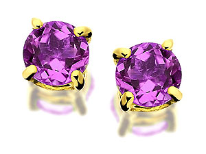 9ct Gold Amethyst Solitaire Earrings 3mm - 070265