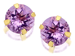 9ct Gold Amethyst Solitaire Earrings 6mm - 070266