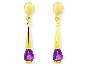 9ct gold and Amethyst Drop Earrings 071438