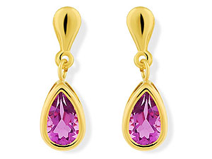 9ct gold and Amethyst Drop Earrings 071462