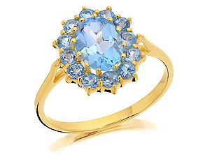9ct gold and Blue Topaz Cluster Ring 180910-L