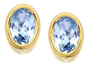 9ct Gold And Blue Topaz Earrings - 070485
