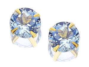 9ct Gold and Blue Topaz Solitaire Earrings 070201
