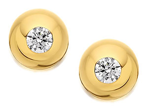 9ct Gold And Cubic Zirconia Ball Earrings - 072761