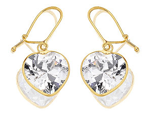 9ct gold and Cubic Zirconia Heart Earrings 071211
