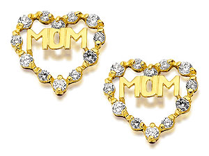9ct Gold And Cubic Zirconia Mum Earrings 11mm -