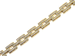 9ct gold and Cubic Zirconia Square Link Bracelet