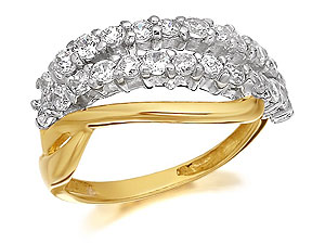9ct Gold And Cubic Zirconia Triple Band Ring -