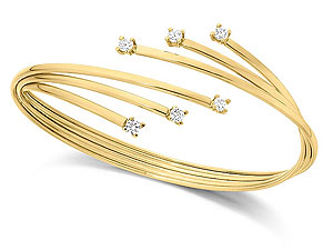 9ct gold and Cubic Zirconia Twisted Torc Bangle