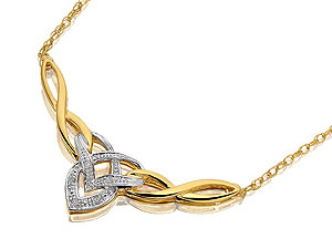 9ct Gold and Diamond Celtic Weave V Necklet and