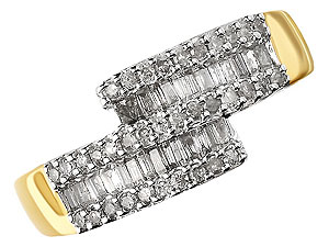 9ct gold and Diamond Crossover Ring 046101-K