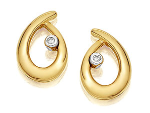 9ct gold and Diamond Curl Earrings 045503