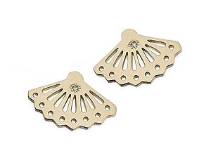9ct Gold And Diamond Fan Earrings HSBD 2011