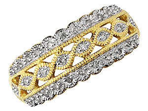 9ct gold and Diamond Filigree Band Ring 046107-J