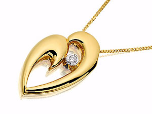 9ct gold and Diamond Heart Pendant and Chain 045779