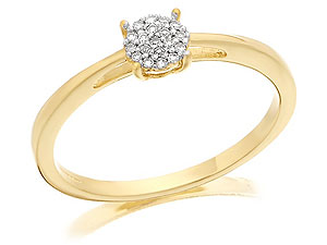 9ct Gold And Diamond Micropave Cluster Ring