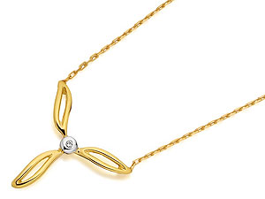 9ct Gold And Diamond Open Leaf Necklet - 188118