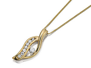 9ct Gold and Diamond Pendant and Chain 045714