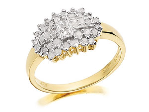 9ct gold and Diamond Pin Cushion Cluster Ring 049233-J